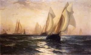 Ships in Harbor by Edward Moran Oil Painting