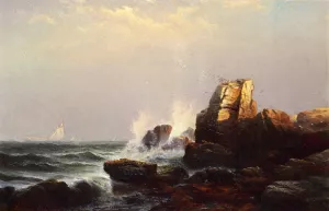 Steeple Rock, Bar Harbor, Maine by Edward Moran - Oil Painting Reproduction