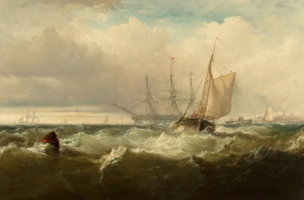 Main Product Photo of Storm Off New Castle, Delaware  Painting by Edward Moran