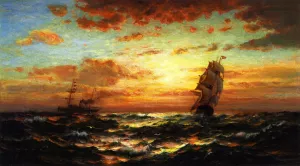 Sunset Marine by Edward Moran Oil Painting
