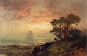 The First Ship Entering NY Harbor, Sept. 11, 1609 by Edward Moran Oil Painting