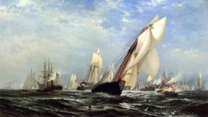 The Madeleines Victory Over the Countess of Dufferin, Third Americas Cup Challenger by Edward Moran - Oil Painting Reproduction