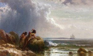 Watching Henry Hudson Enter New York Bay by Edward Moran Oil Painting