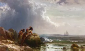 Watching Henry Hudson Enter New York Bay by Edward Moran - Oil Painting Reproduction