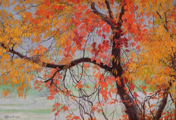 Autumn leaves  by Edward Okun - Hand-Painted Oil Painting Reproduction