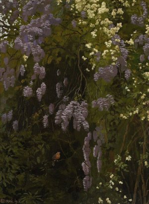 Wisterias in bloom by Edward Okun Oil Painting