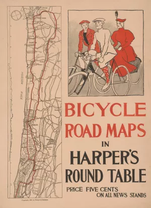 Bicycle road maps in Harper's Round Table by Edward Penfield Oil Painting