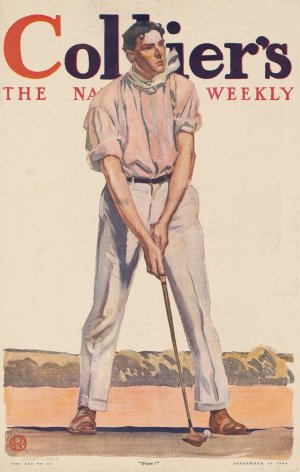 Collier's. 'Fore!' by Edward Penfield Oil Painting