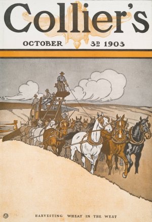Collier's October 3rd, 1903, Harvesting Wheat in The West Oil painting by Edward Penfield