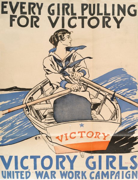 Every Girl Pulling for Victory, Victory Girls United War Work Campaign  by Edward Penfield - Hand-Painted Oil Painting Reproduction