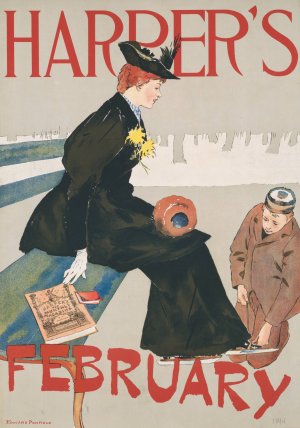 Harper's February Oil painting by Edward Penfield