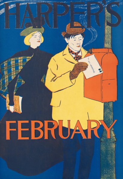 Harper's February  by Edward Penfield - Hand-Painted Oil Painting Reproduction