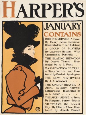 Harper's January Oil painting by Edward Penfield