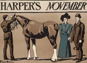 Harper's November Oil painting by Edward Penfield