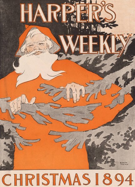 Harper's Weekly, Christmas 1894  by Edward Penfield - Hand-Painted Oil Painting Reproduction