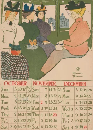 October November December 1897 calendar by Edward Penfield Oil Painting