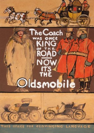 The coach was once king of the road — now it's the Oldsmobile by Edward Penfield Oil Painting