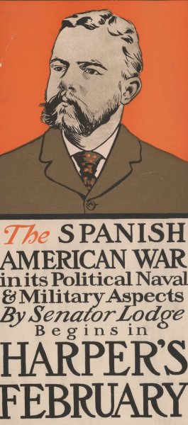 The Spanish American war in its political naval and military aspects by Senator Lodge, begins in Harper's February by Edward Penfield Oil Painting