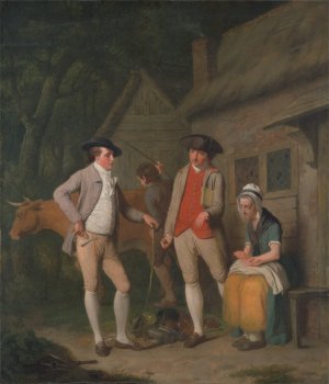 Widow Costard's cow and goods, distrained for taxes, are redeemed by the generosity of Johnny Pearma… by Edward Penny Oil Painting