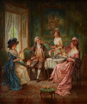 Tea Time by Edward Percy Moran Oil Painting