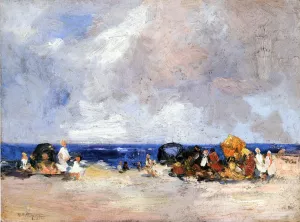 A Day at the Beach by Edward Potthast - Oil Painting Reproduction