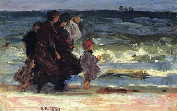 Main Product Photo of A Family at the Beach Painting by Edward Potthast