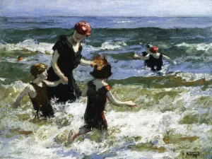 A Timid Bather by Edward Potthast - Oil Painting Reproduction