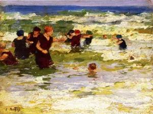 At the Beach by Edward Potthast - Oil Painting Reproduction