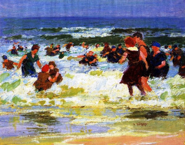 Main Product Photo of At the Beach Painting by Edward Potthast