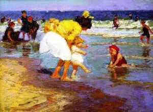 At the Seaside by Edward Potthast - Oil Painting Reproduction