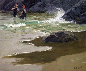 Bathers by a Rocky Coast