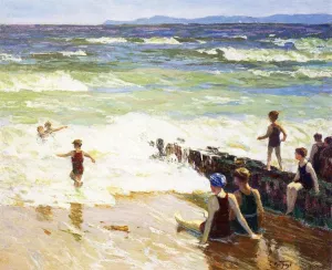 Bathers by the Shore also known as Bathers by the Sea by Edward Potthast - Oil Painting Reproduction