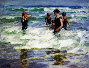 Bathers in the Surf II by Edward Potthast - Oil Painting Reproduction