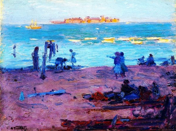 Beach Scene 8 by Edward Potthast - Hand-Painted Oil Painting Reproduction