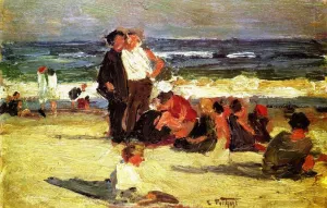 Beach Scene by Edward Potthast Oil Painting