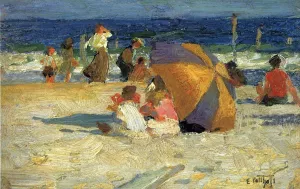 Beach Umbrella by Edward Potthast Oil Painting