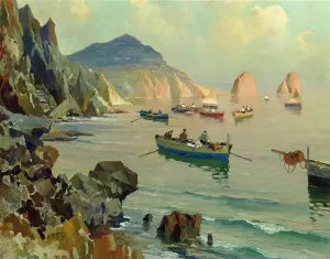 Boats in a Rocky Cove painting by Edward Potthast