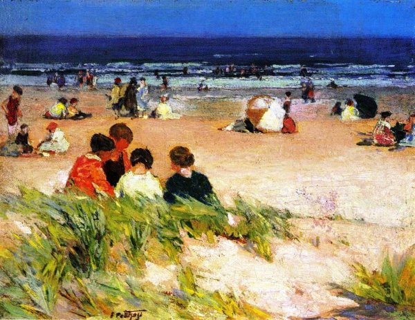 By the Shore by Edward Potthast - Hand-Painted Oil Painting Reproduction