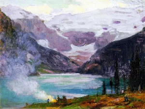Camp by Lake Louise by Edward Potthast Oil Painting
