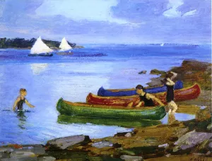 Canoeing by Edward Potthast - Oil Painting Reproduction
