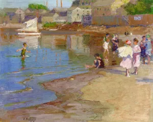 Children Playing at the Beach by Edward Potthast - Oil Painting Reproduction