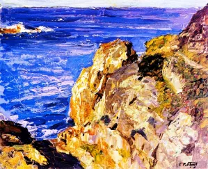 Cliff to the Ocean by Edward Potthast - Oil Painting Reproduction
