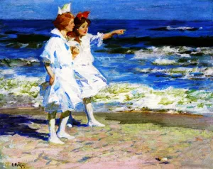 Girls On The Beach by Edward Potthast Oil Painting