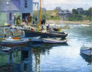 Gloucester Bay and Dock by Edward Potthast Oil Painting