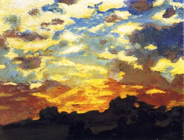 Golden Sunset by Edward Potthast - Hand-Painted Oil Painting Reproduction