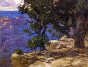 Grand Canyon Trees and Rocks by Edward Potthast - Oil Painting Reproduction
