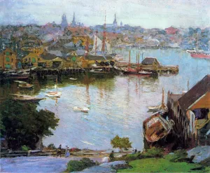 Harbor Village by Edward Potthast - Oil Painting Reproduction