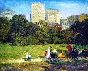 In Central Park by Edward Potthast - Oil Painting Reproduction