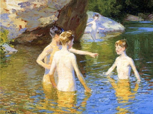 In the Summer Time by Edward Potthast - Hand-Painted Oil Painting Reproduction