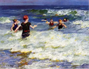 In the Surf by Edward Potthast - Oil Painting Reproduction